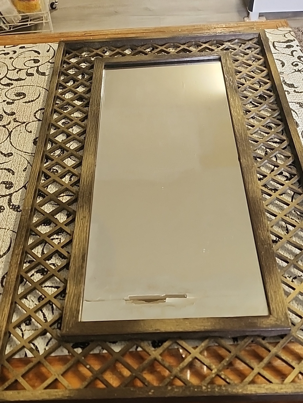 Wood Framed Rectangular Wall Mirror - Bronze Finish